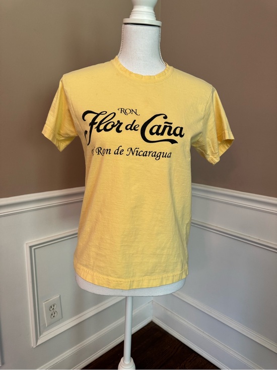 Flor de Cana Tops - Flor de Cana Vintage Yellow Logo Short Sleeve Tee - Women